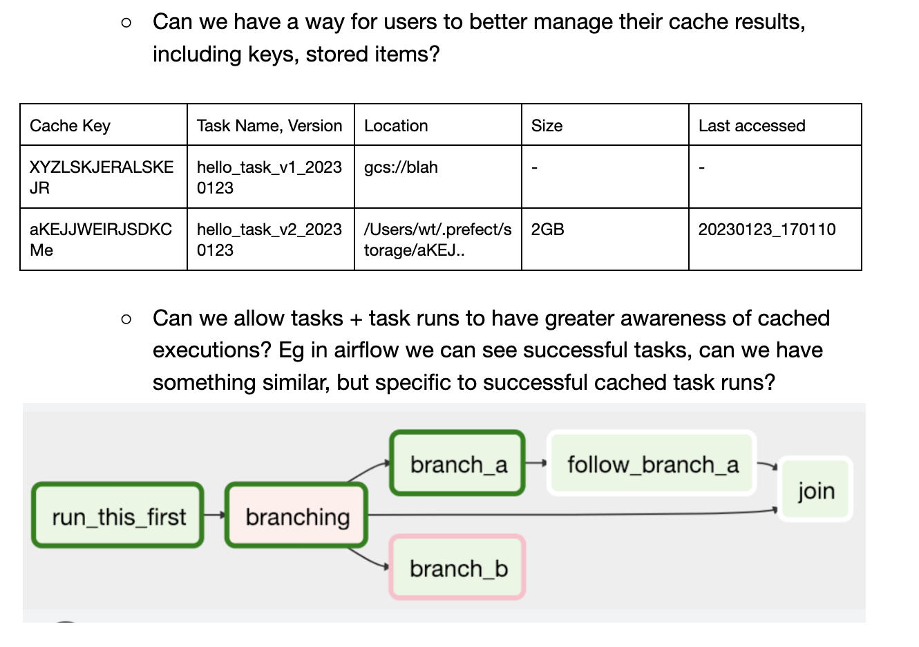 Increase visibility of task cache runs, Allow users to manage their ...