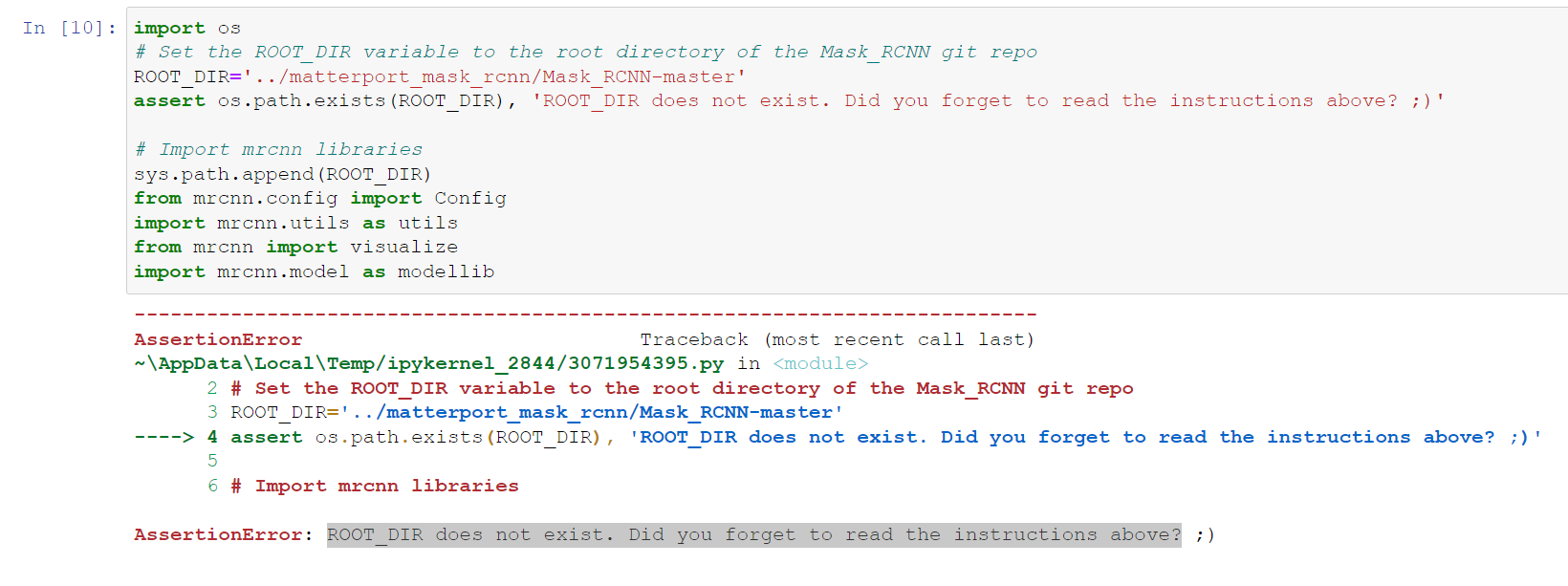 ROOT_DIR does not exist. Did you forget to read the instructions above ...