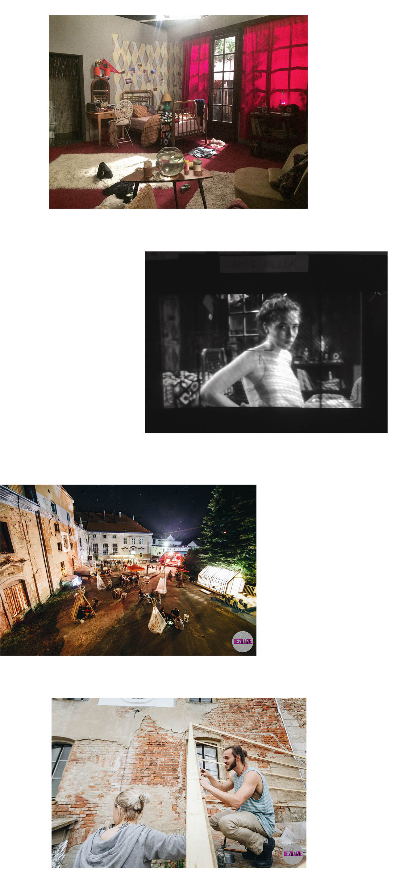 Demonstration of set design work from shooting in FAMU studio and from Festival Deziluze