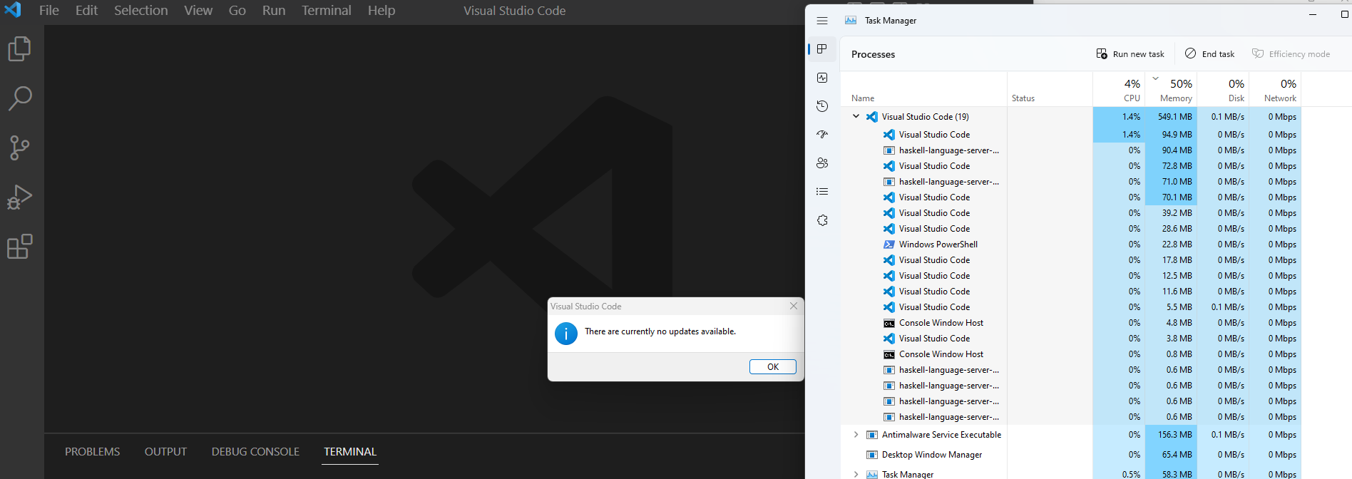 open 20 processes even when no files open · Issue #172374 · microsoft ...