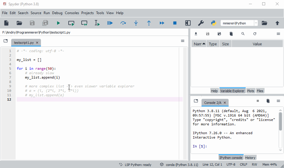 Variable explorer is very slow · Issue #16247 · spyder-ide/spyder · GitHub