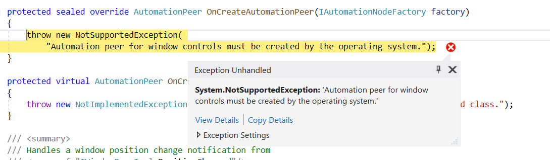 Accessibility on Combo Box and Window Control throwing error ...