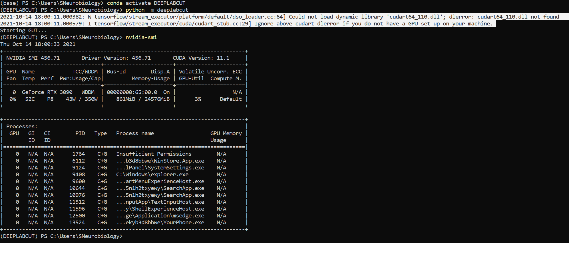 cudart64_110.dll not found · Issue #1540 · DeepLabCut/DeepLabCut · GitHub