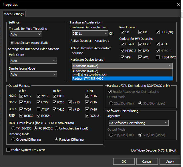 mpc hc enable hardware acceleration