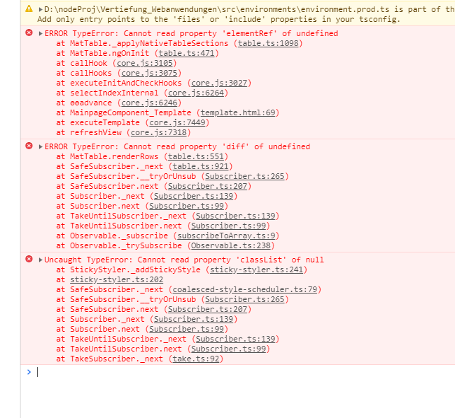 bug(cdkTable) MatTable Cannot read property 'nativeElement' of