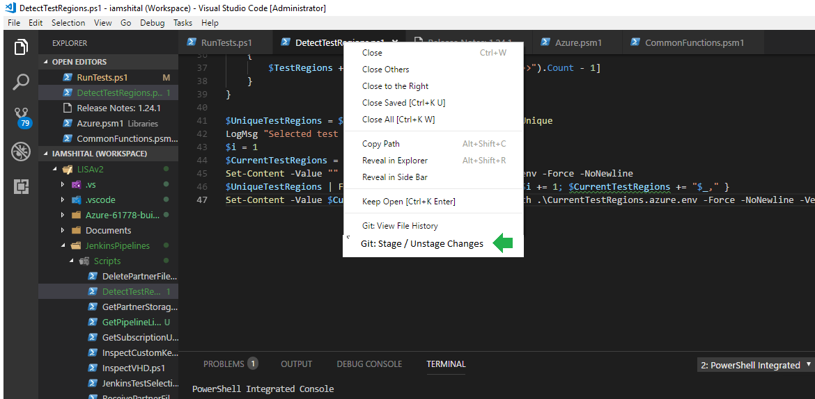 [Feature Request] Add "Git: Stage/Unstage chages" to the file context ...