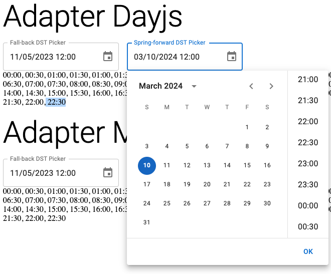 [pickers] Digital Clock with DST time zone generates inaccurate