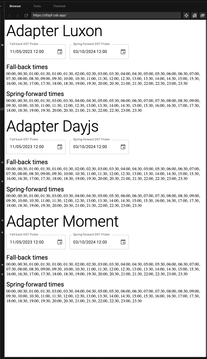 [pickers] Digital Clock with DST time zone generates inaccurate