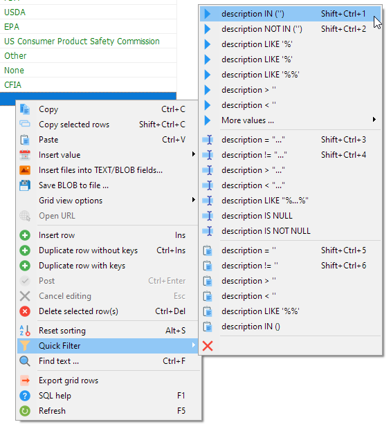 Keyboard shortcut for Quick Filter menu · Issue 444 · HeidiSQL