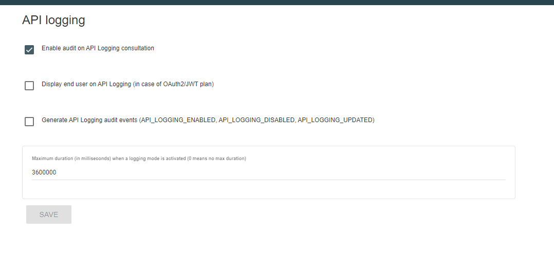 [management] some API Logging settings get lost after saving · Issue ...