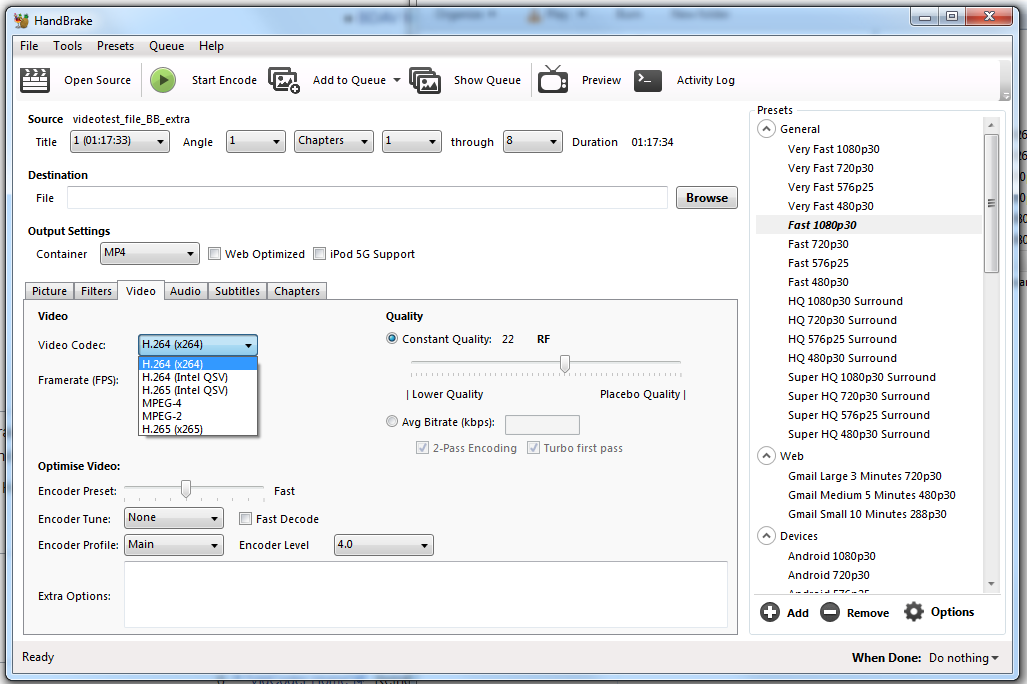 Handbrake is using the software implementation instead the hardware QSV