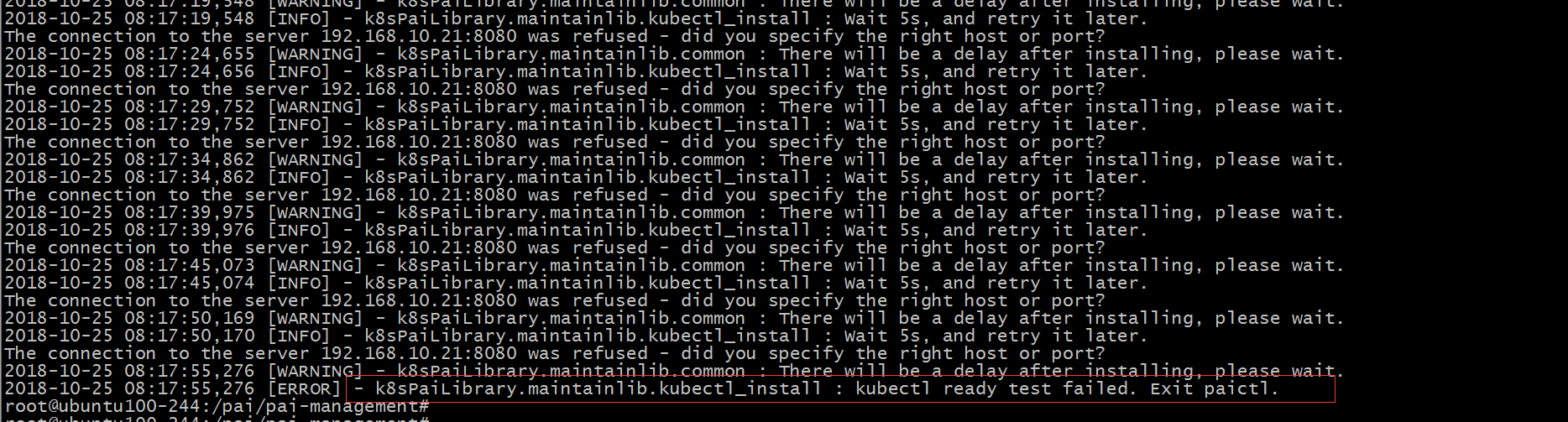 Boot up Kubernetes failed · Issue #1595 · microsoft/pai · GitHub