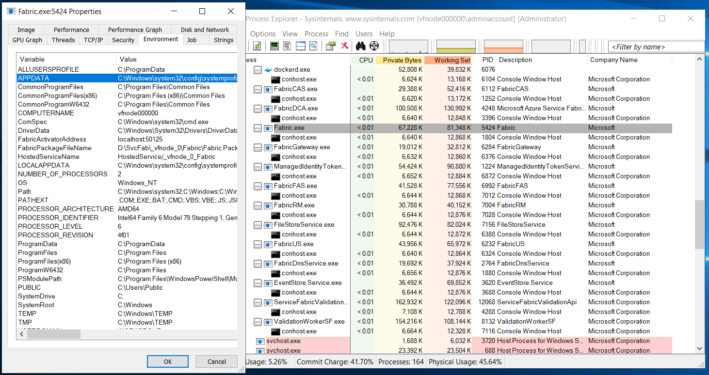 Service fabric application loading the wrong APPDATA path · Issue 1233