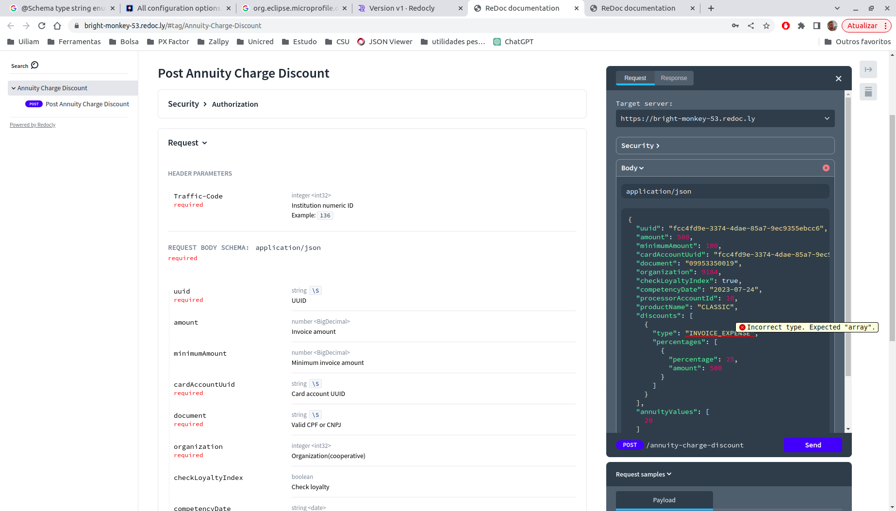 The `type` field must be defined when the `nullable` field is used