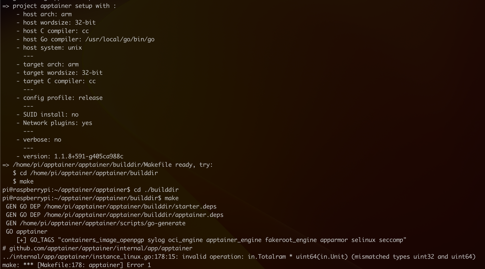 Error during the installation on raspberry pi 4 and 2. · Issue #1324 ...