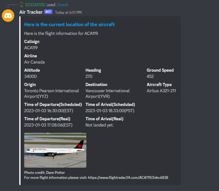 GitHub ECO3X10C/DiscordFlightTracker A flight tracker Discord bot