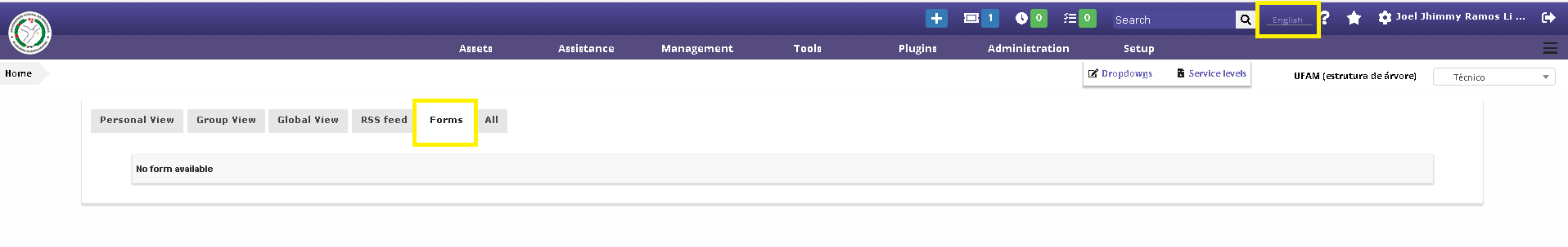 No form available when system language is changed · Issue #8419 · glpi ...