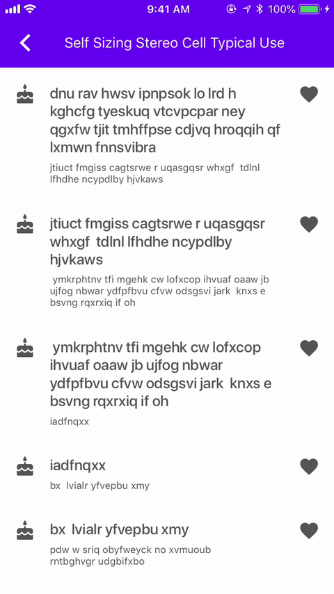 MDCSelfSizingStereoCell Example