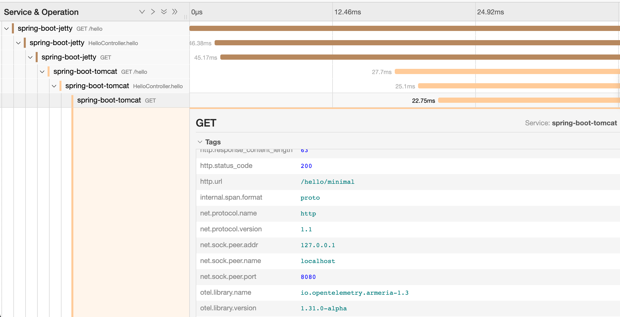 Can't found the trace chain between Armeria service when use ...