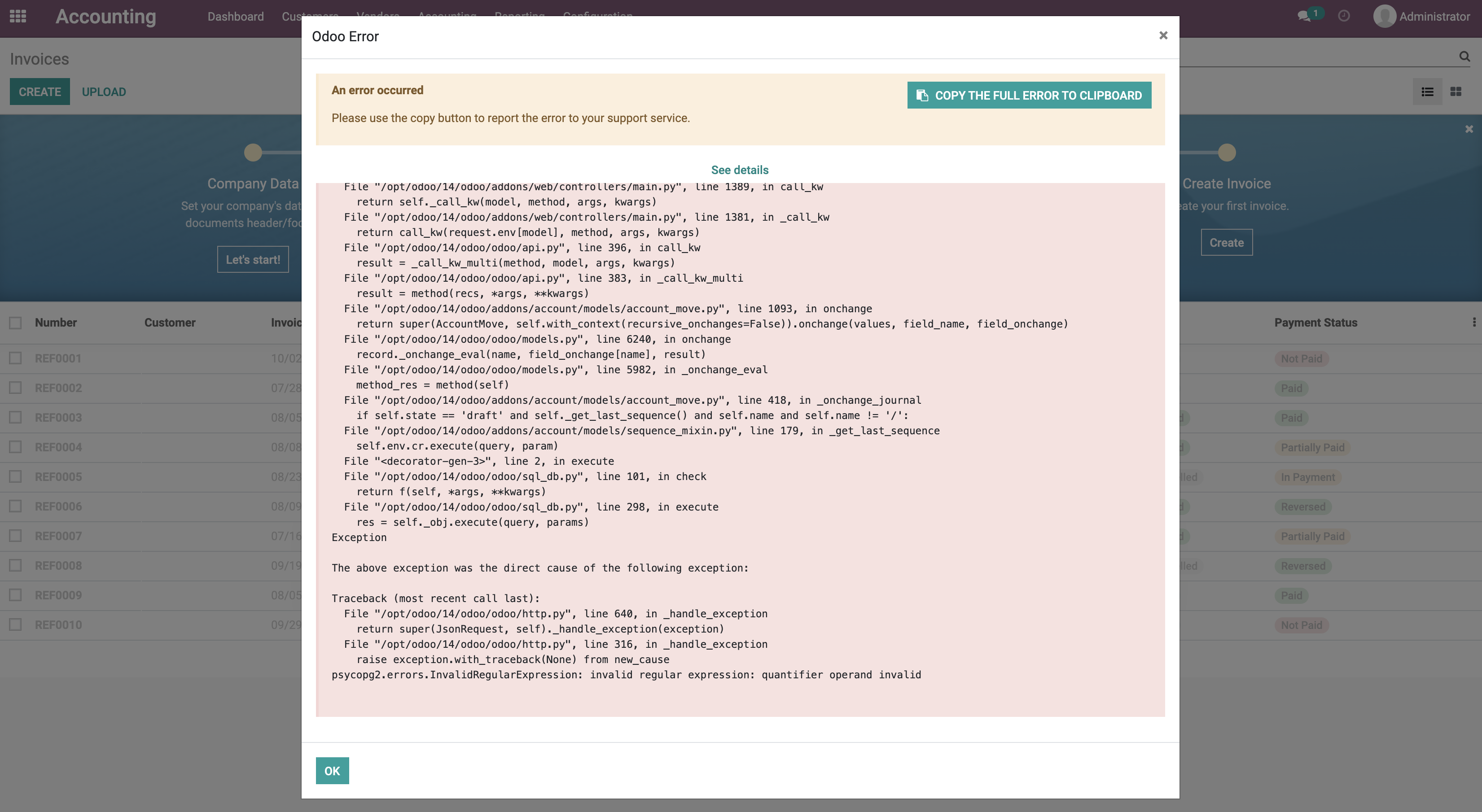 [14.0] Invoicing: Server Error while creating the Invoiving · Issue ...