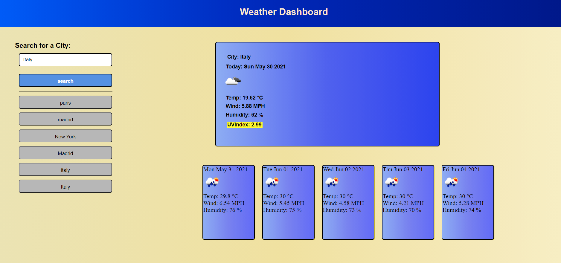 GitHub - S0519/Weather-Dashboard · GitHub