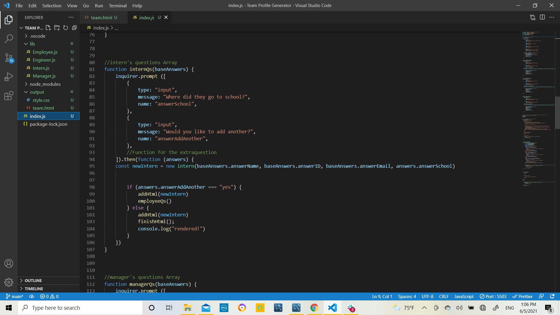 GitHub - S0519/Team-Profile-Generator