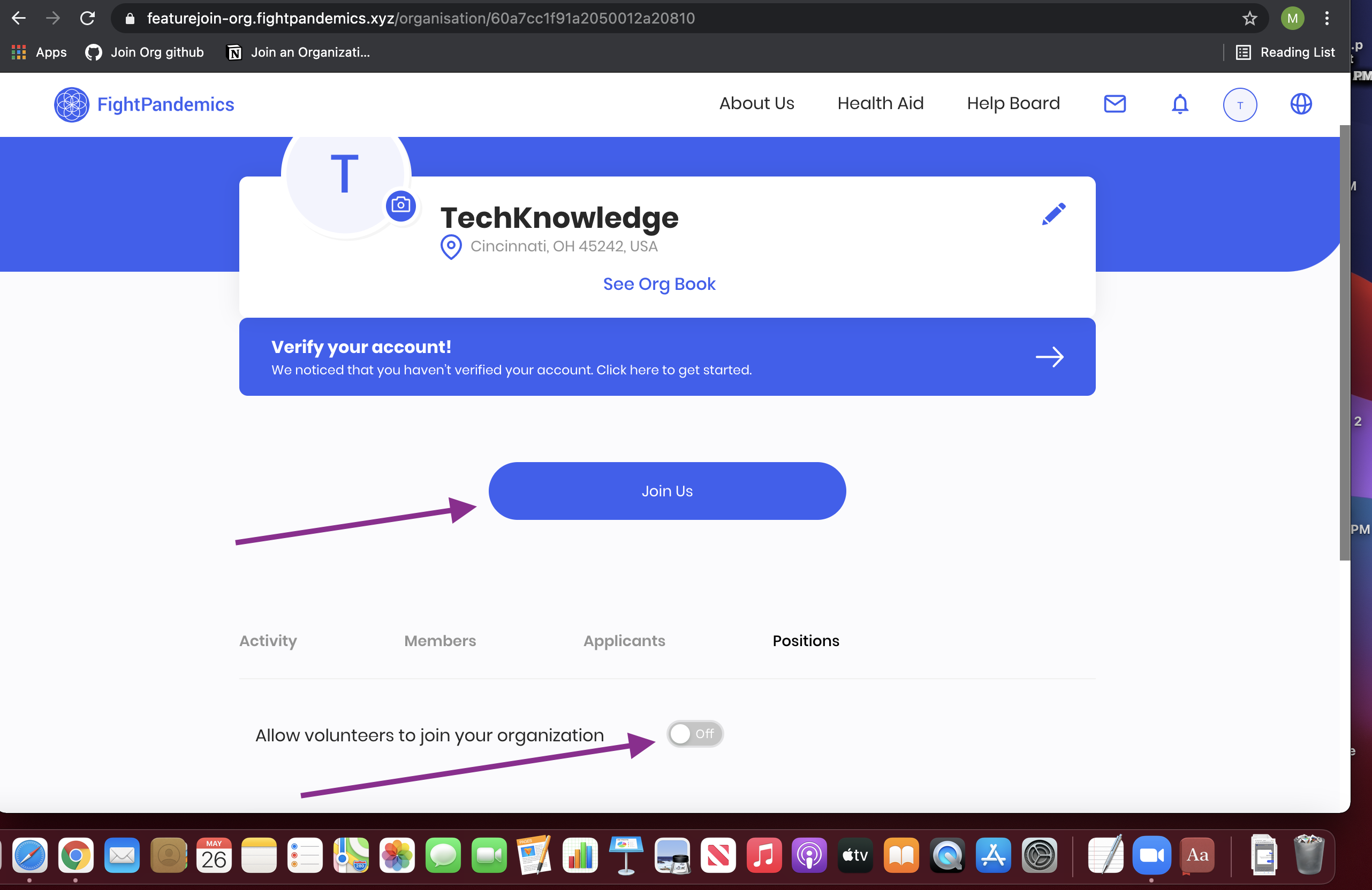 User Story 10.1 Issue 2 : Join Us CTA button is displayed when "Allow ...
