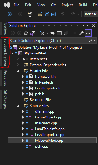 Visual Studio Solution Explorer