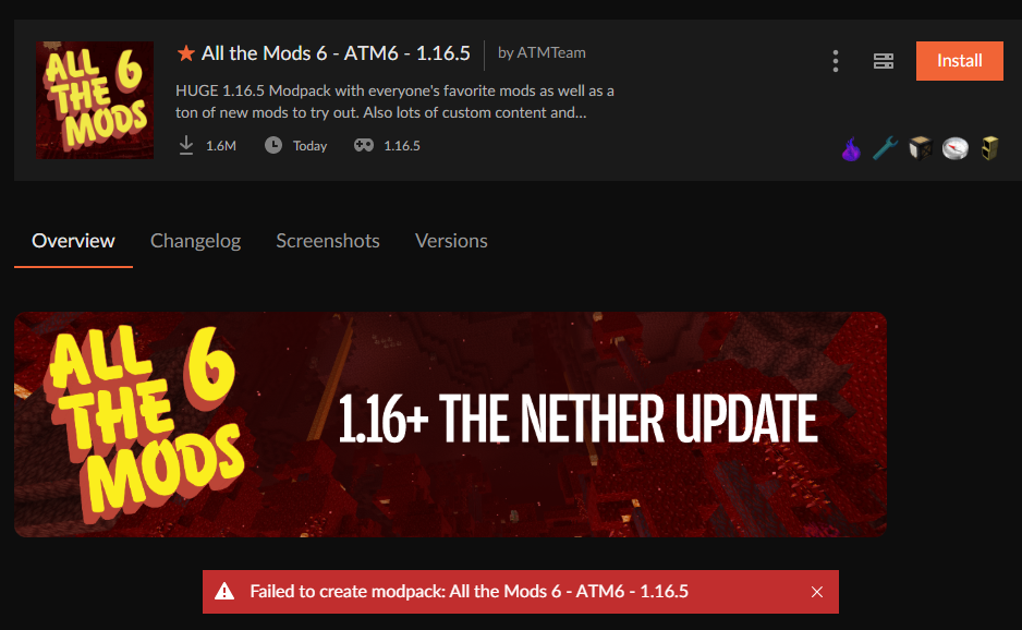 Cannot install from CurseForge · Issue #1197 · AllTheMods/ATM-6 · GitHub