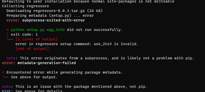 Error while installing Regressors with Pip or through Github · Issue ...