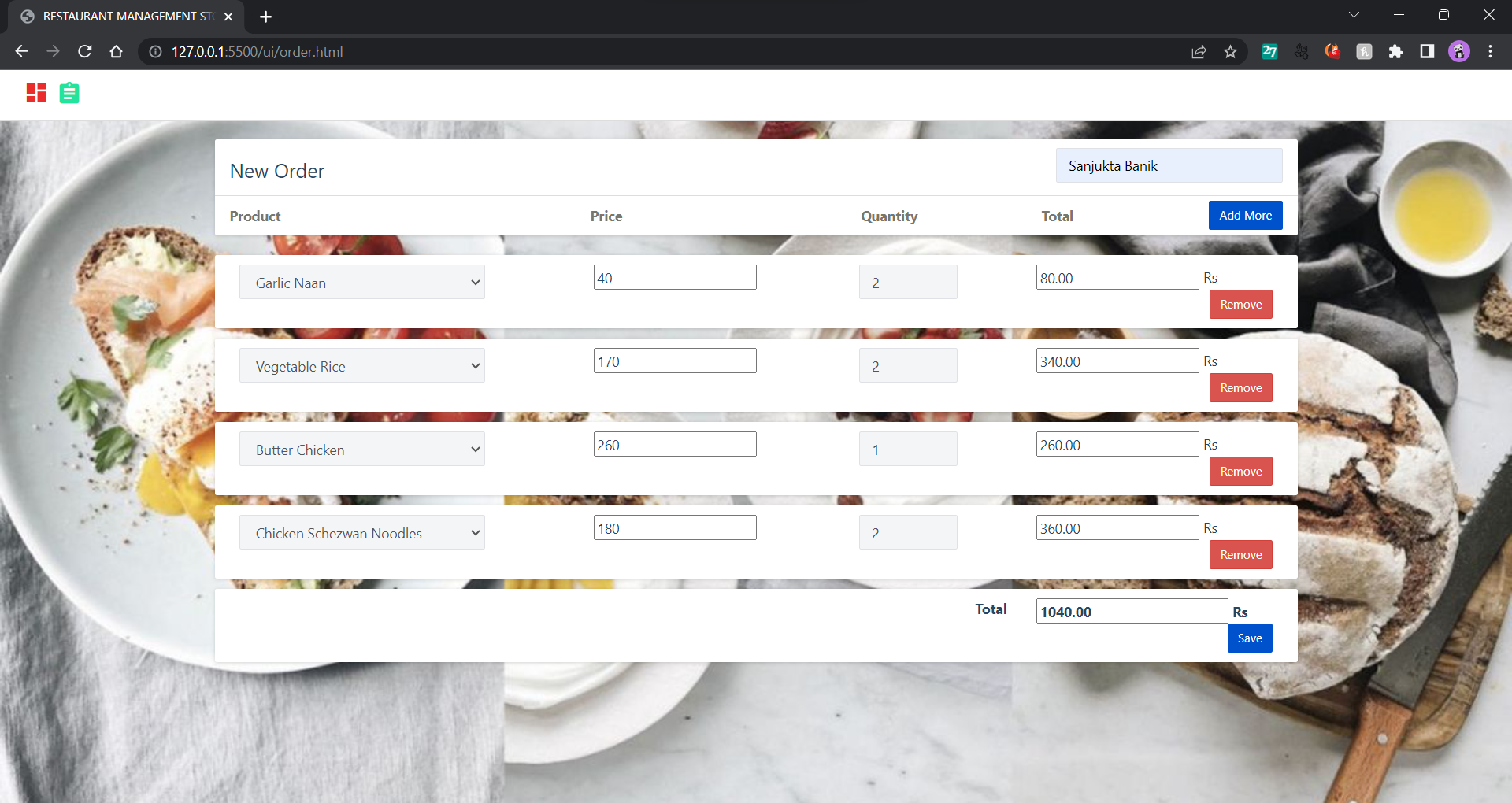 GitHub - Sanjuktabanik2001/Restaurant_Management_System