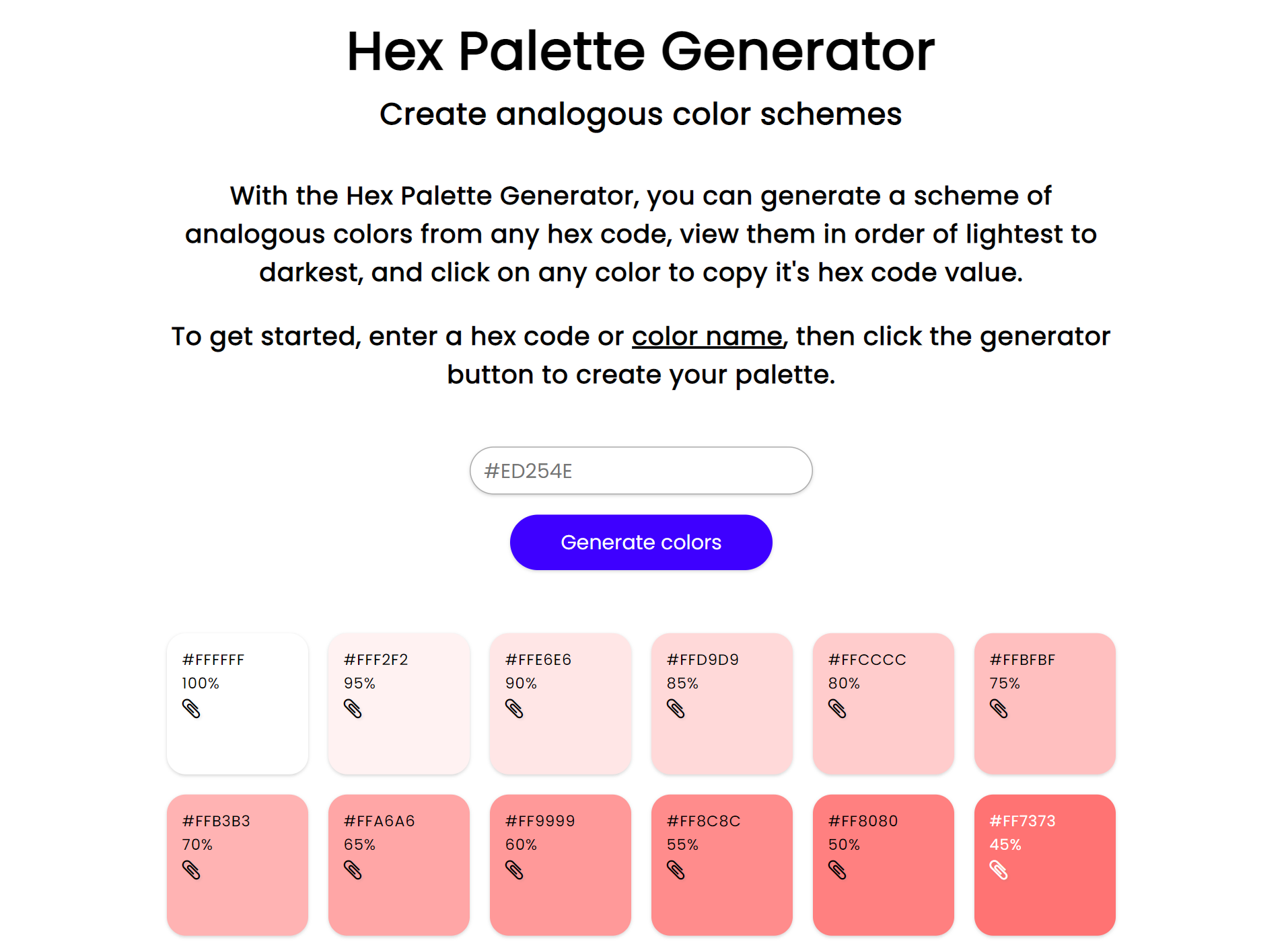 GitHub - Rthompson2548/hex-code-generator: Analogous color palette ...