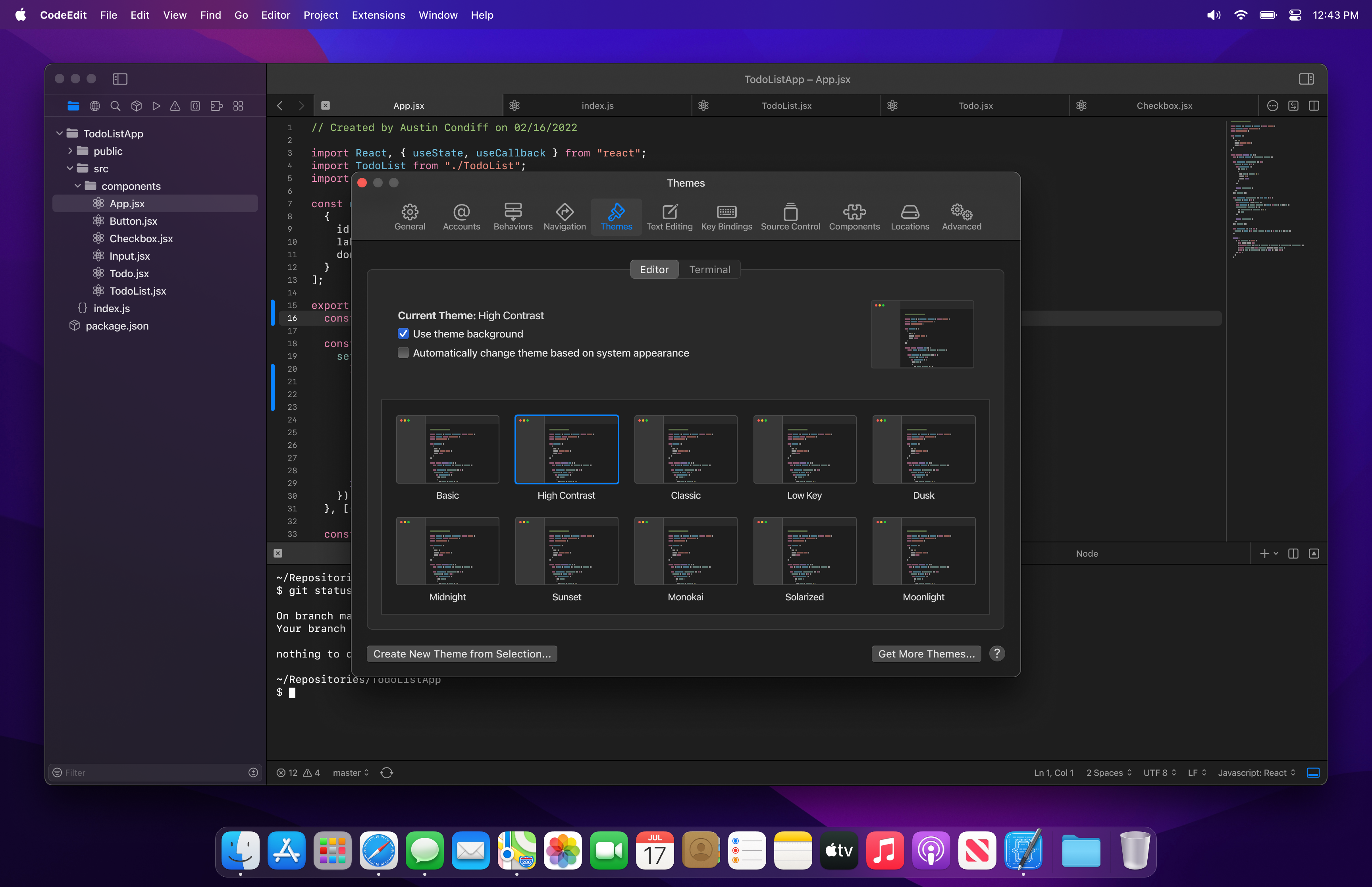 CodeEdit Themes Preference Tab Concept 2