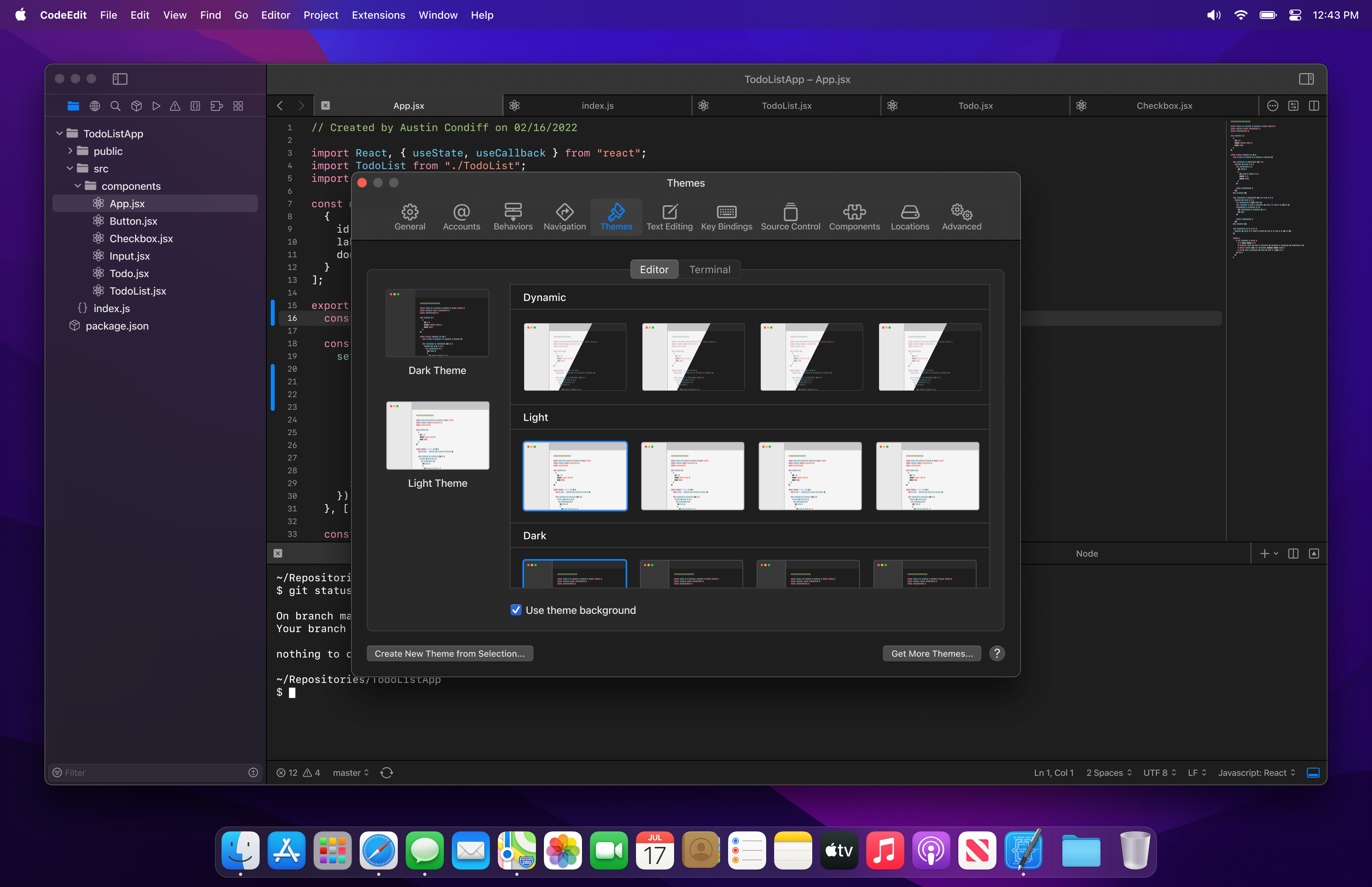 CodeEdit Themes Preference Tab Concept 2