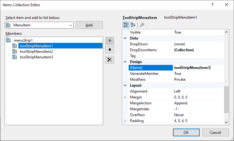Cannot rename ToolStripMenuItem in Items Collection Editor · Issue ...