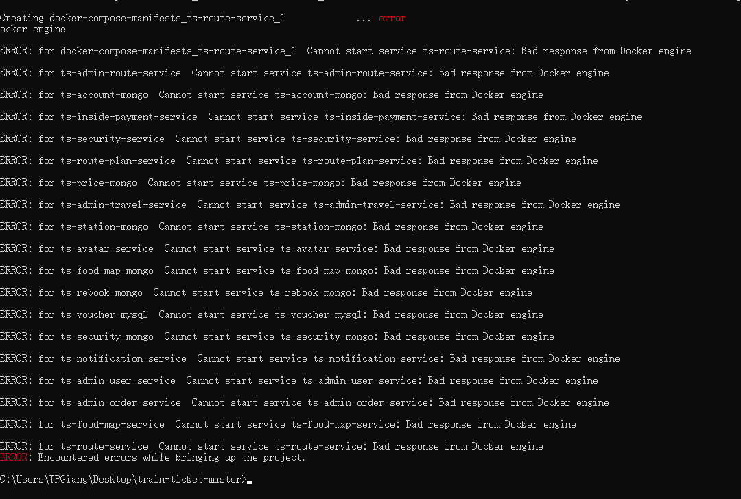 Follow the Quick Start Using Docker Compose got an ERROR（package ...