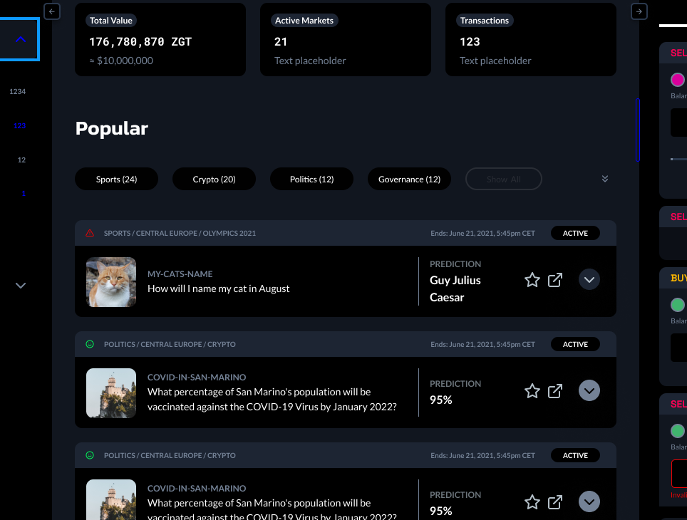 More compact front page · Issue #344 · zeitgeistpm/ui · GitHub