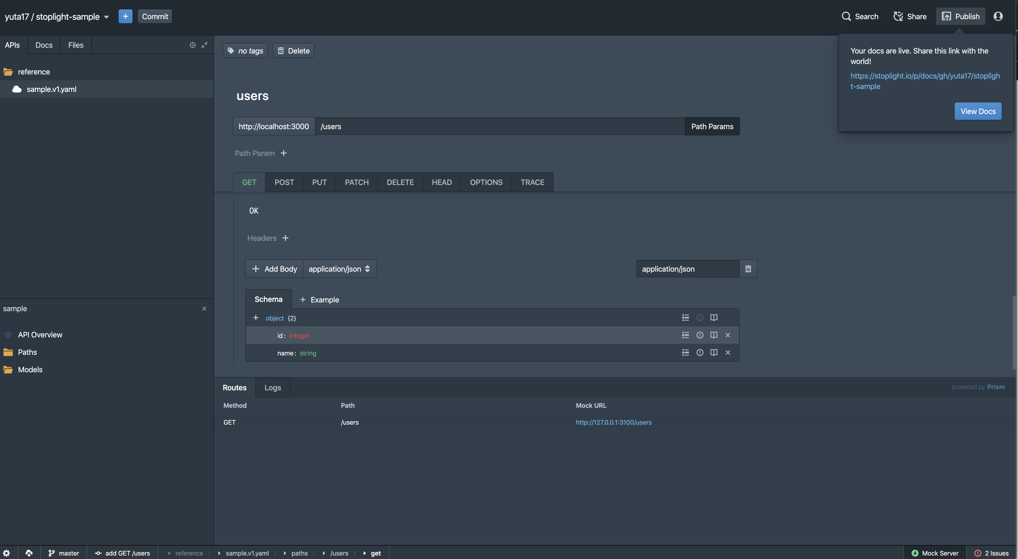 GitHub yuta17/stoplightsample API Document