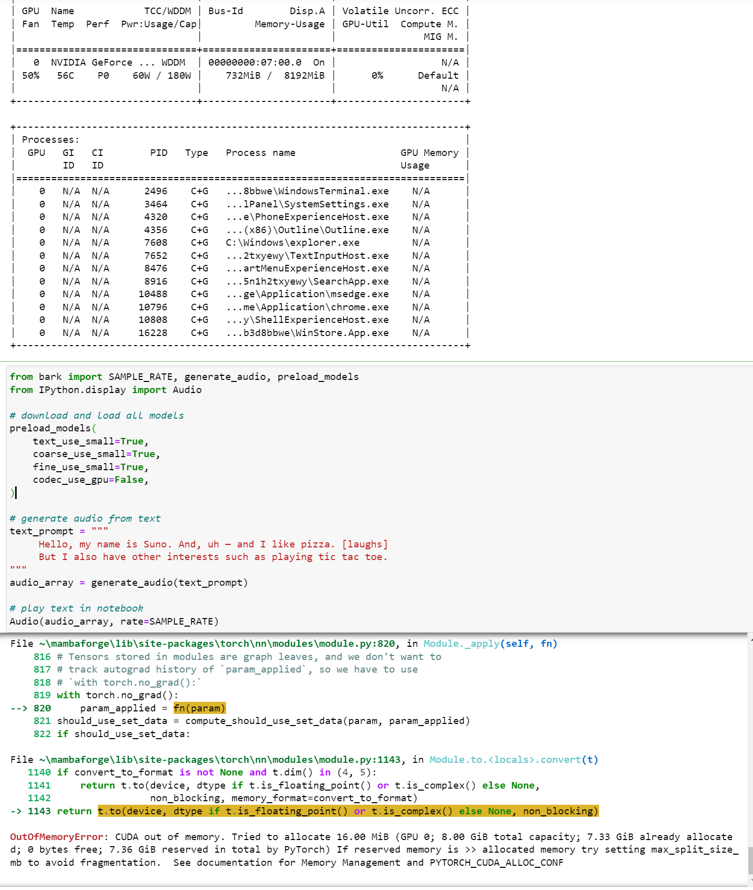 1050Ti 4gb CUDA out of memory · Issue #142 · suno-ai/bark · GitHub