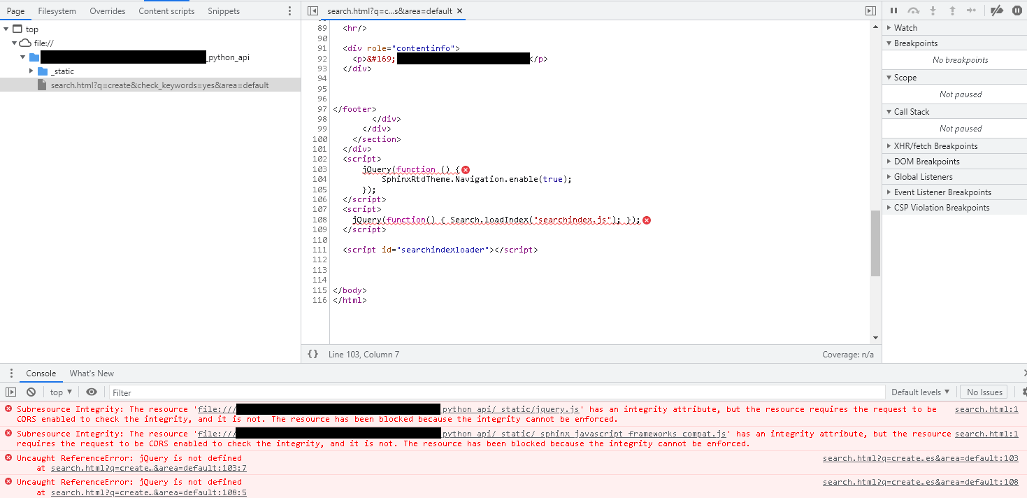 SRI Enabled Requests JQuery Not Loaded On Local File Serving 