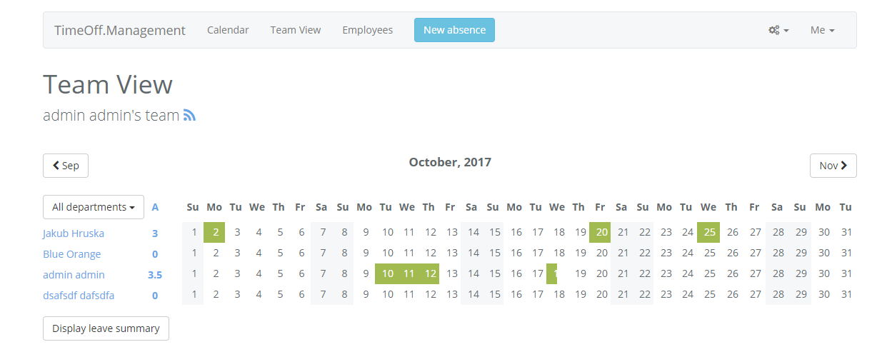 Month absence summary for each employee · Issue #184 · timeoff ...