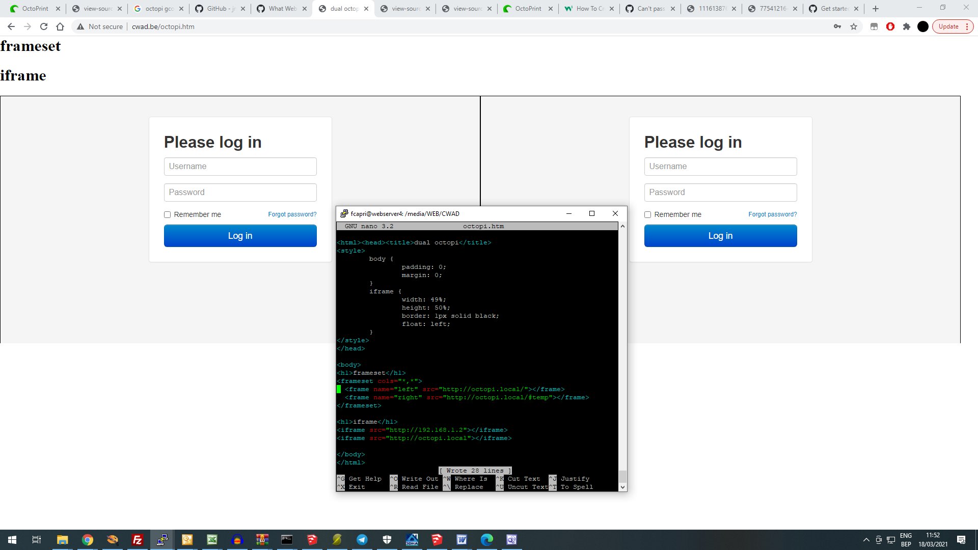 Can't pass LOGIN screen on a FRAMESET environment · Issue 3482 · OctoPrint/OctoPrint · GitHub