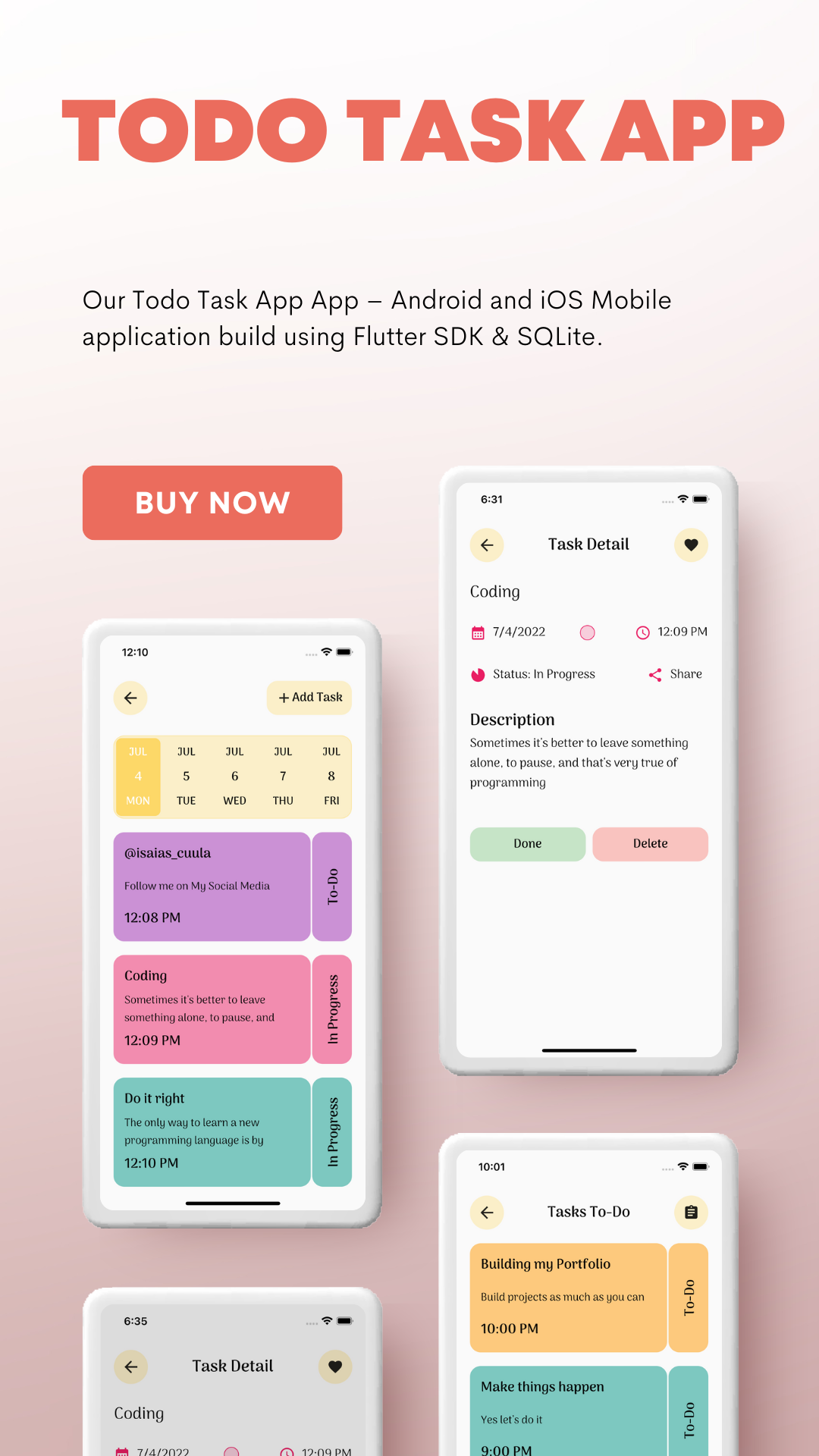 Flutter Todo Task App | SQLite with GetX | Android & iOS