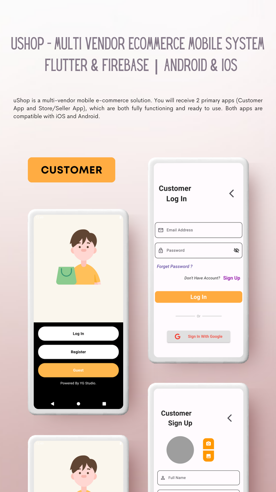 uShop v2.1 - Multi Vendor Ecommerce Mobile System With Admin App | Flutter & Firebase