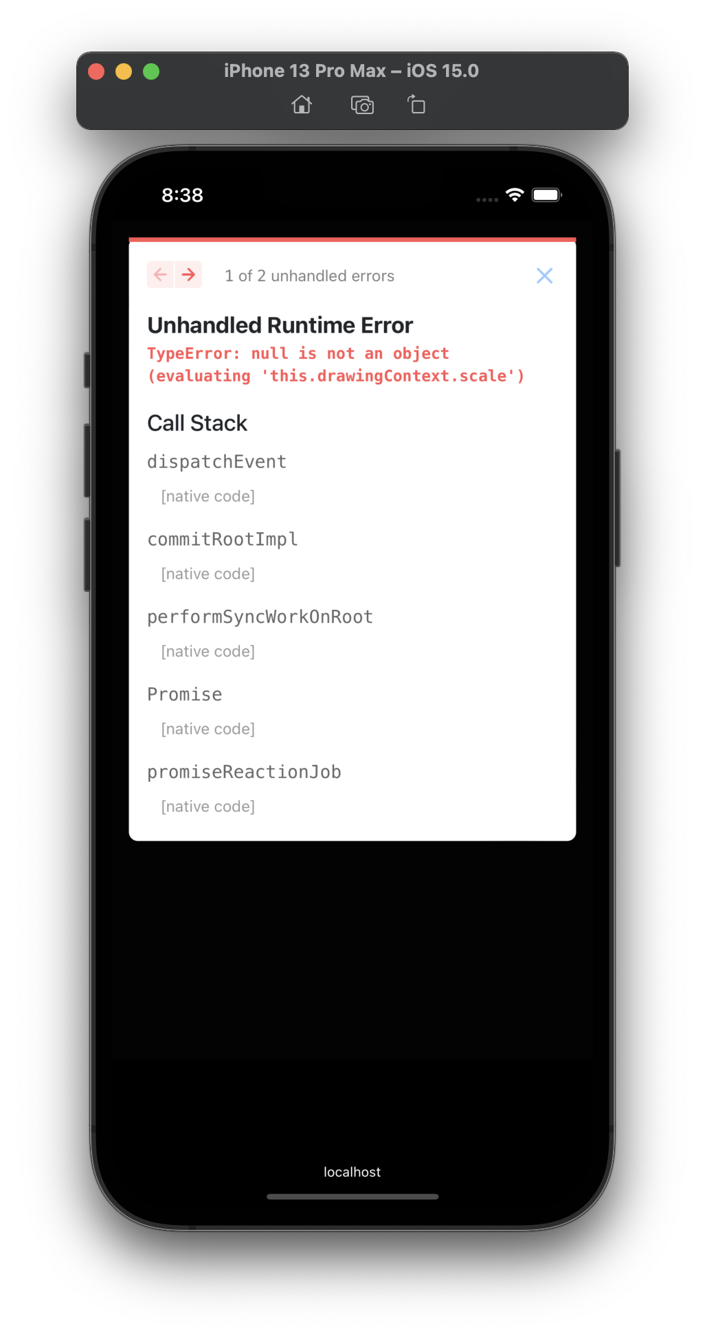 TypeError: null is not an object (evaluating 'this.drawingContext.scale ...
