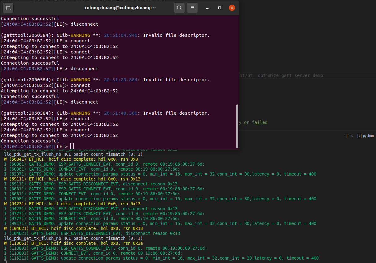 lld_pdu_get_tx_flush_nb HCI packet count mismatch (0, 1) (IDFGH-8790 ...
