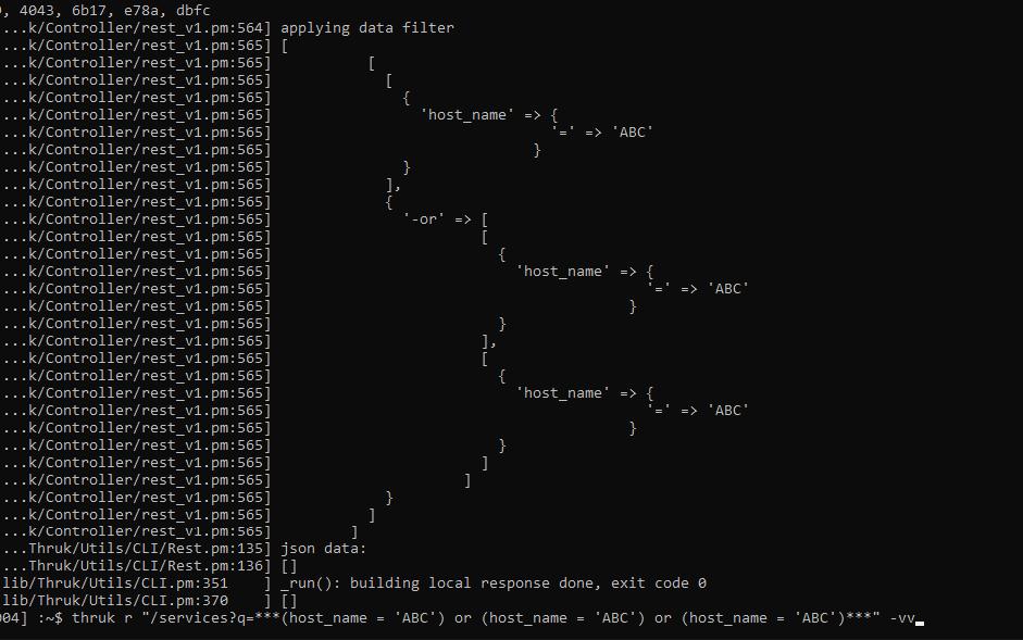 Bug when using more than 2 "OR" with *** syntax (thruk r /services ...