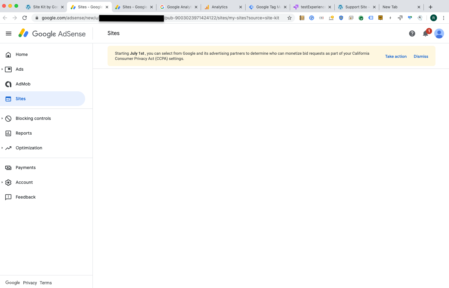 Adsense links to Adsense account pages from module are blank · Issue