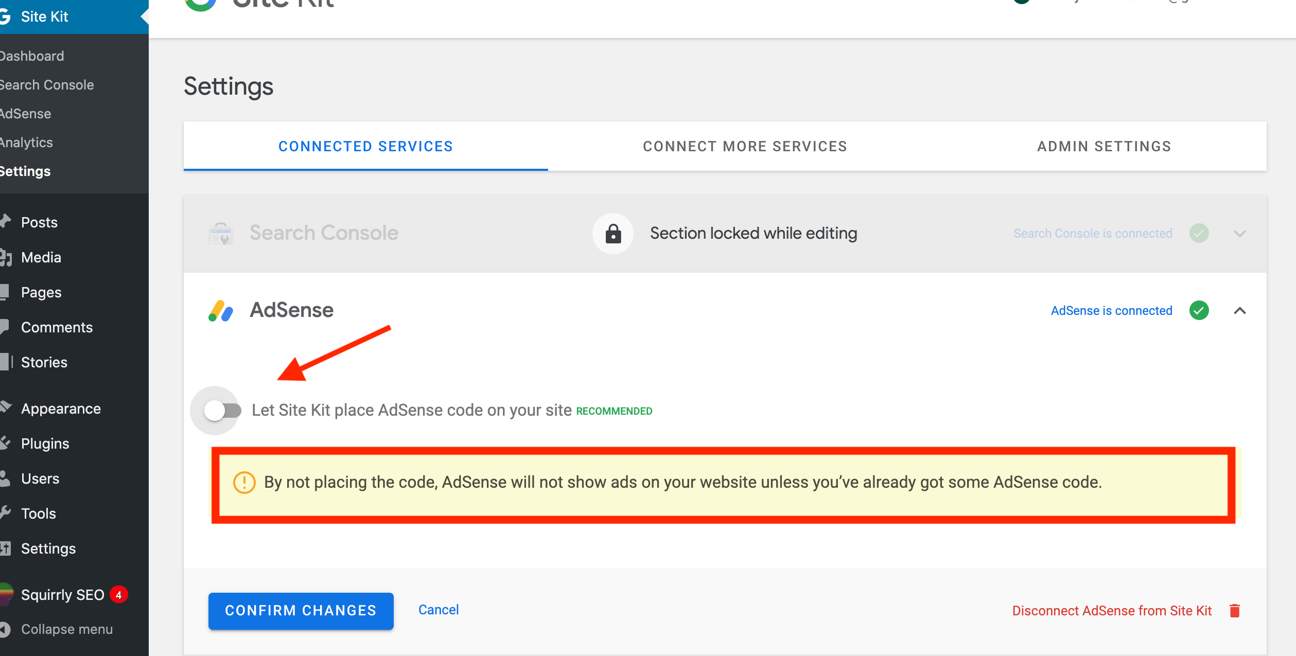 Improve copy when users decide to not insert Adsense code · Issue #2031 ...