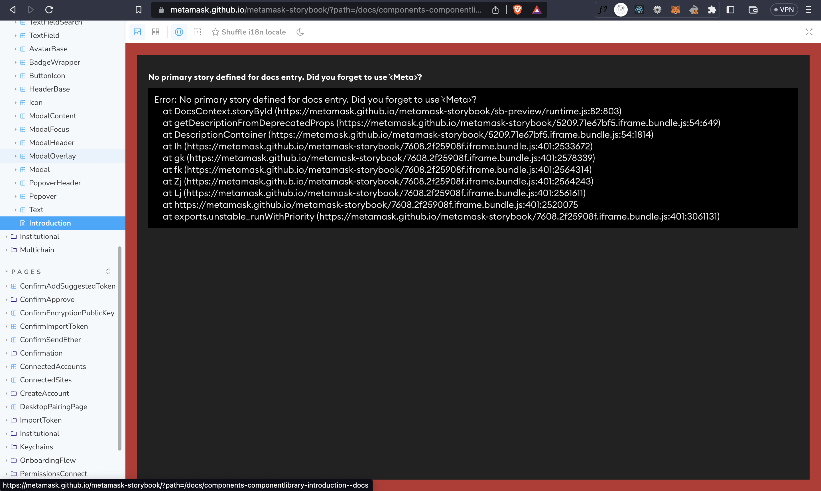 Fix componentlibrary storybook introduction MDX render · Issue 19329